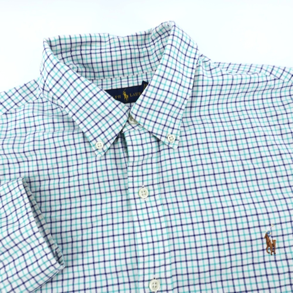 Ralph Lauren Plaid Button Down Shirt Blue Long Sleeve Men XL